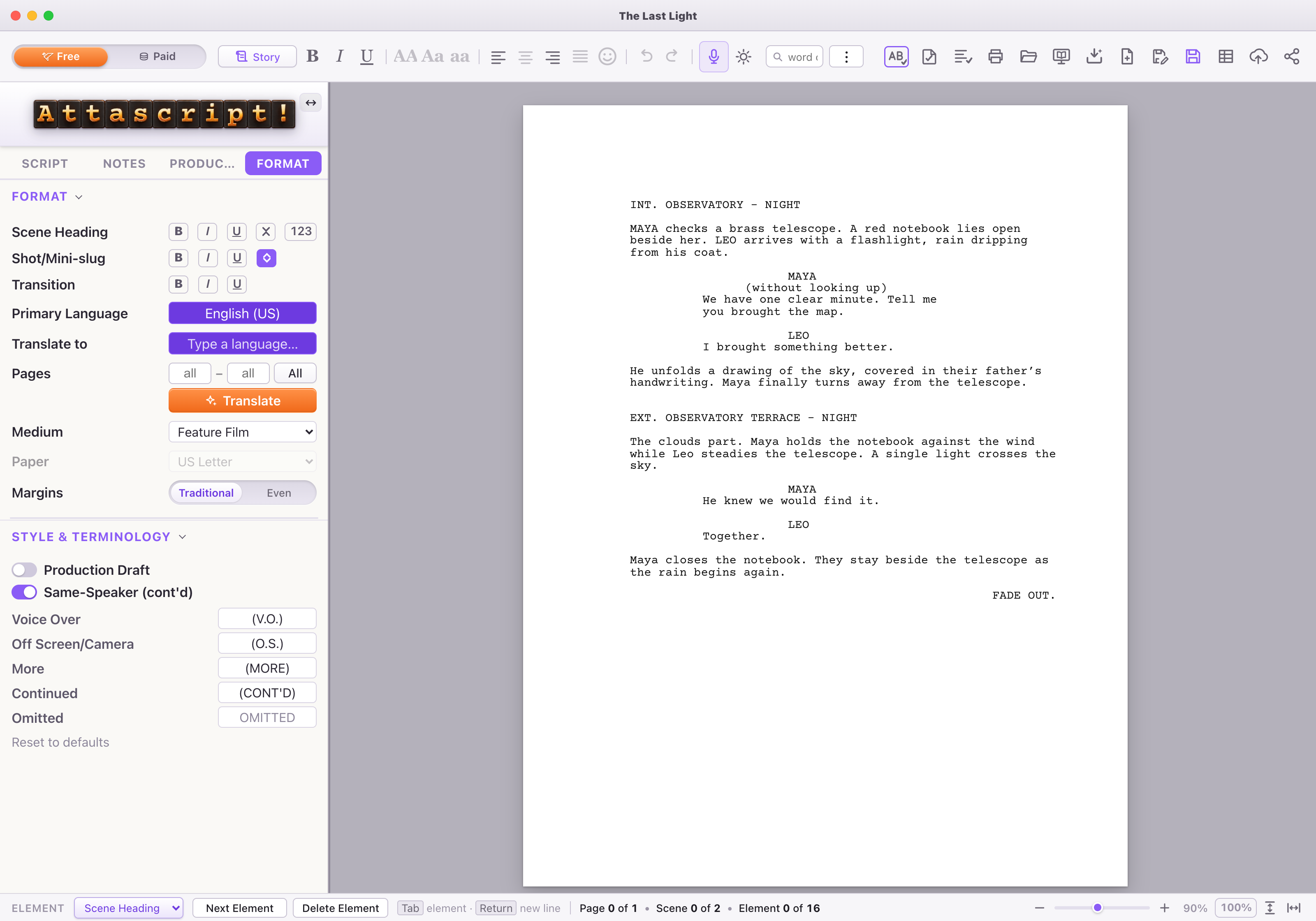 Format and Style & Terminology share the sidebar. The seam between them controls the lower panel’s height.